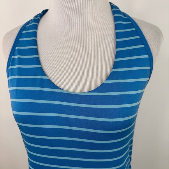 Patagonia Blue Striped Halter Criss Cross Tank Top Size Medium - Picture 2 of 7